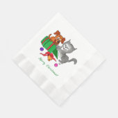 Frohe Weihnachten mit Katze und Hund Serviette (Ecke)