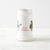 Frohe Weihnachten mit Katze und Welpe Bierglas (Mittel)