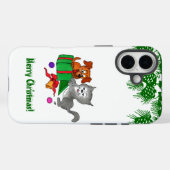 Frohe Weihnachten mit Katze und Welpe Case-Mate iPhone Hülle (Rückseite (Horizontal))