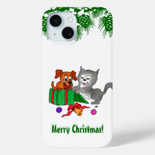 Frohe Weihnachten mit Katze und Welpe Case-Mate iPhone Hülle