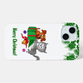 Frohe Weihnachten mit Katze und Welpe Case-Mate iPhone Hülle (Rückseite (Horizontal))