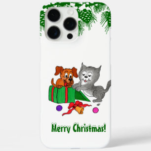 Frohe Weihnachten mit Katze und Welpe iPhone 16 Pro Max Hülle