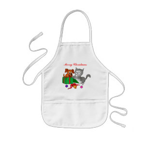 Frohe Weihnachten mit Katze und Welpe Kinderschürze