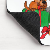 Frohe Weihnachten mit Katze und Welpe Mousepad (Ecke)