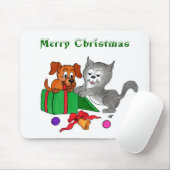 Frohe Weihnachten mit Katze und Welpe Mousepad (Mit Mouse)
