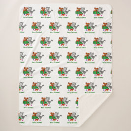 Frohe Weihnachten mit Katze und Welpe Sherpadecke