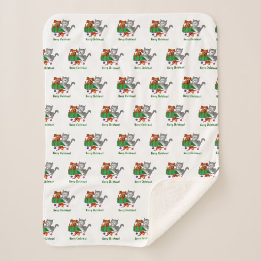 Frohe Weihnachten mit Katze und Welpe Sherpadecke (Vorderseite)