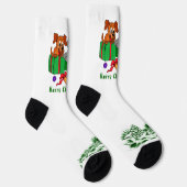Frohe Weihnachten mit Katze und Welpe Socken (Rechts)