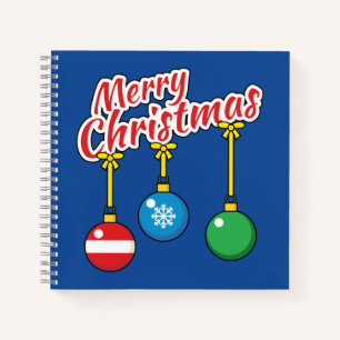 Frohe Weihnachten mit knallenden Balls Notizblock