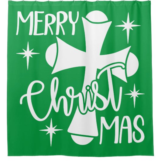 Frohe Weihnachten mit Kreuz Duschvorhang (Vorderseite)
