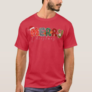 Frohe Weihnachten mit Leopard Karierten Muster Män T-Shirt