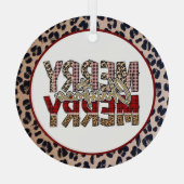 Frohe Weihnachten mit Leoparden und karierten Druc Ornament Aus Glas (Rückseite)