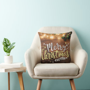Frohe Weihnachten mit Lichtern Kissen