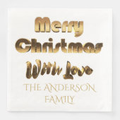 Frohe Weihnachten mit Liebe Elegant Chic Gold Serviette (Vorderseite)