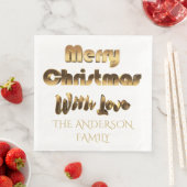 Frohe Weihnachten mit Liebe Elegant Chic Gold Serviette (Beispiel)