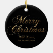 Frohe Weihnachten mit Liebe Name Schwarz und Gold Keramik Ornament (Hinten)