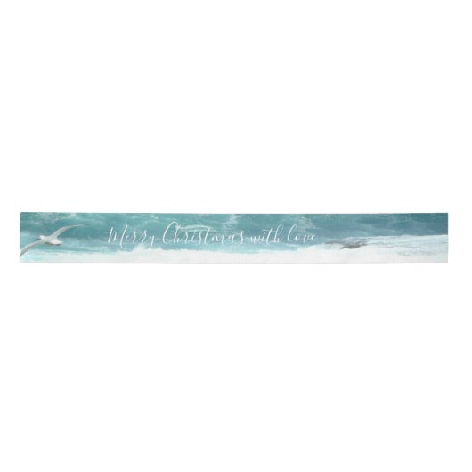 Frohe Weihnachten mit Liebe Ocean Satin Ribbon Satinband (Vorderseite)