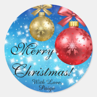 Frohe Weihnachten mit Liebe Personalisiert Runder Aufkleber