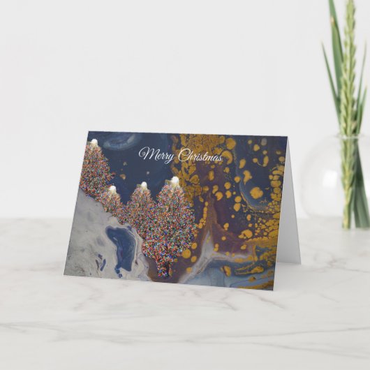 Frohe Weihnachten mit Lit Trees Dankeschön Karte (Vorderseite)