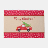 Frohe Weihnachten mit LKW und Baum, Familienname Fußmatte (Vorderseite)