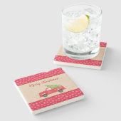 Frohe Weihnachten mit LKW und Baum, Familienname Steinuntersetzer (Seitenansicht)