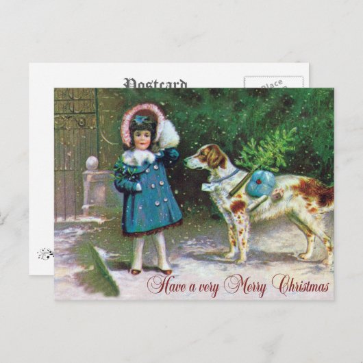 Frohe Weihnachten mit Mädchen und englischem (Vorne/Hinten)