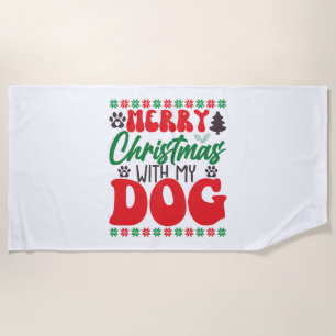 Frohe Weihnachten mit meinem Hund-01 Strandtuch