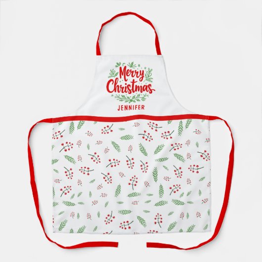 Frohe Weihnachten Mit Monogramm Urlaub nach Maß Schürze (Vorderseite)