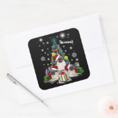 Frohe Weihnachten mit Mops Hund Tier Quadratischer Aufkleber (Umschlag)