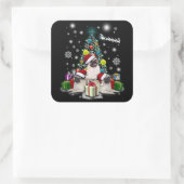 Frohe Weihnachten mit Mops Hund Tier Quadratischer Aufkleber (Tasche)