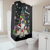 Frohe Weihnachten mit Mops-Hundetier Duschvorhang (Beispiel)