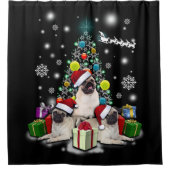 Frohe Weihnachten mit Mops-Hundetier Duschvorhang (Vorderseite)