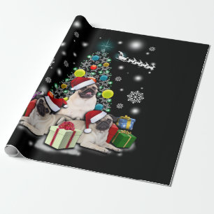 Frohe Weihnachten mit Mops-Hundetier Geschenkpapier