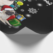 Frohe Weihnachten mit Mops-Hundetier Geschenkpapier (Ecke)