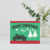 Frohe Weihnachten mit Motorrad und Bergen Postkarte (Stehend Vorderseite)