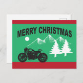 Frohe Weihnachten mit Motorrad und Bergen Postkarte (Vorne/Hinten)