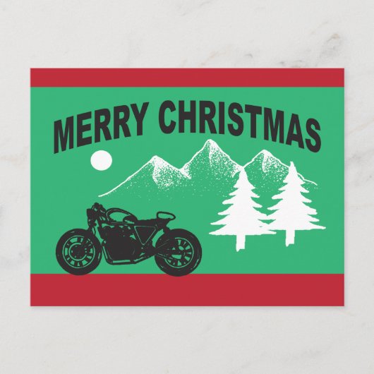 Frohe Weihnachten mit Motorrad und Bergen Postkarte (Vorderseite)
