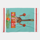 Frohe Weihnachten mit Musikinstrumenten Geschirrtuch (Horizontal)