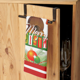 Frohe Weihnachten mit Musikinstrumenten Geschirrtuch