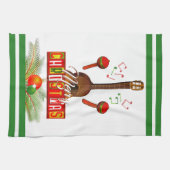 Frohe Weihnachten mit Musikinstrumenten Geschirrtuch (Horizontal)