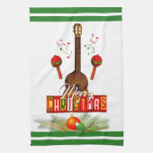 Frohe Weihnachten mit Musikinstrumenten Geschirrtuch (Vertikal)