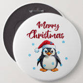 "Frohe Weihnachten" mit Niedlichem Pinguin Button (Vorne & Hinten)