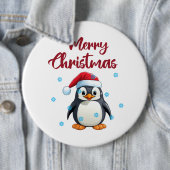 "Frohe Weihnachten" mit Niedlichem Pinguin Button (Beispiel)