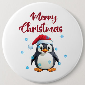 "Frohe Weihnachten" mit Niedlichem Pinguin Button