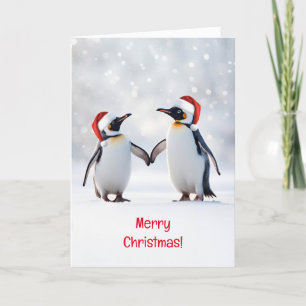 Frohe Weihnachten mit Niedlichen Pinguinen im Schn Karte