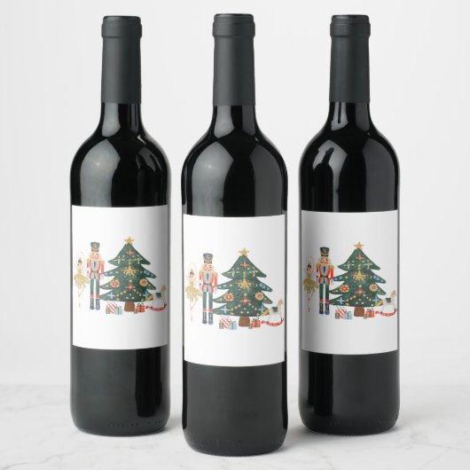 Frohe Weihnachten mit Nutcracker Ballet Weinetikett (Flaschen)