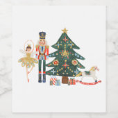 Frohe Weihnachten mit Nutcracker Ballet Weinetikett (Einzelnes Label)