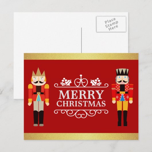Frohe Weihnachten mit Nutcrackers Red Gold Glitzer (Vorne/Hinten)