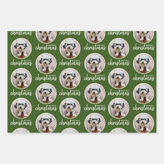 Frohe Weihnachten mit One Circle Foto - rot grün Geschenkpapier Set (Vorderseite)