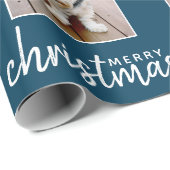 Frohe Weihnachten mit One Square Foto - blau Geschenkpapier (Rolleneckpunkt)